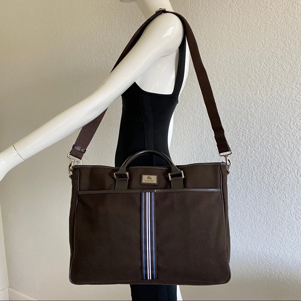 Burberry brown canvas laptop briefcase